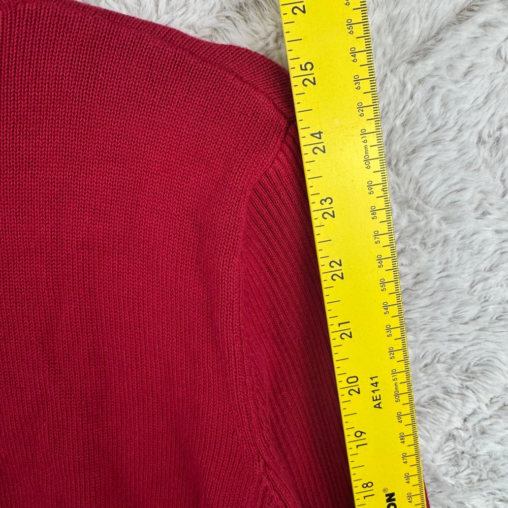 Vintage Lauren Ralph Lauren Full Zip Sweater Women Large Red Embroidered Logo - Picture 9 of 11